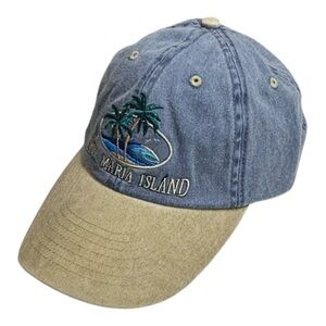 NEW Blue Twill & Beige Anna Maria Island Florida Baseball Hat Cotton Adjustable